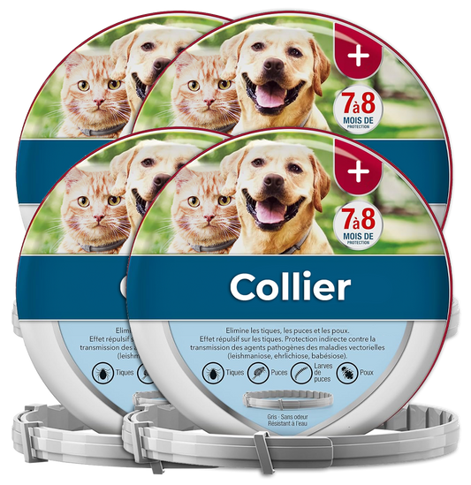 4 Colliers anti-puces et anti-tiques
